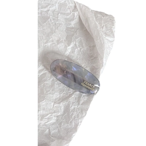 Thick acetate hair clip with purple marble texture and France Handmade logo gold lettering