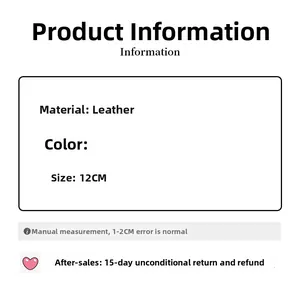 Detailed spec sheet showing 12cm size and leather material for silver ballet style scrunchie