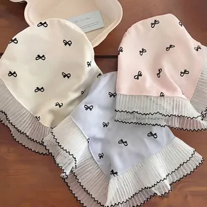 French Forest Lace Bow Scarf Headband For Women Satin Triangle Hair Scarf Decorative Headwrap For Beach Photography Daily Accessory
