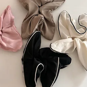 Simple Large Satin Scrunchie For Women Korean Style Hair Ring High Elastic Ponytail Holder Hair Tie Fabric Accessories