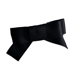 Classic black ribbon bow duckbill hair clip for women with premium textured fabric