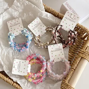 Gomas para el Pelo de Moda de Hilo de Lana con Pompones de Colores Diademas de Alta Elasticidad para Niñas Accesorios de Pelo