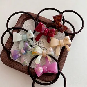 Minimalist Acetate Bowknot Heart Elastic Hair Ties Handmade High Stretch Rubber Band Hair Ring For Women Fashion Hair Accessories