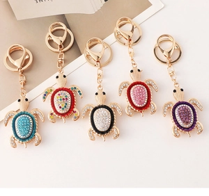 Détails de porte-clés tortue étincelants en cinq couleurs métalliques variées
