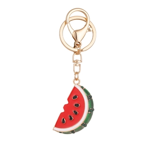 Creative sparkling rhinestone watermelon keychain with gold metal lobster clasp for bags