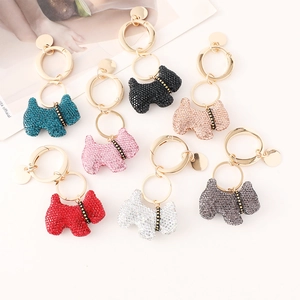 Sparkling crystal Scottish Terrier dog keychains in seven vibrant colors for bags