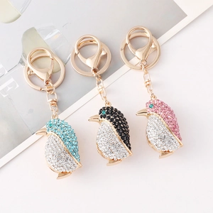 Llavero de Pingüino de Dibujos Animados con Diamantes de Imitación Aleación de Zinc Colgante de Bolso de Animal para Mujer Niña Joyería Regalo
