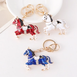 Porte-clés Cheval en Émail Porte-clés Animal en Métal Avec Pendentif en Alliage Strass Pour Sacs Cadeau