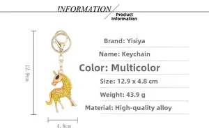 Detailed view of horse keychain dimensions 12.9 x 4.8cm with yellow crystals