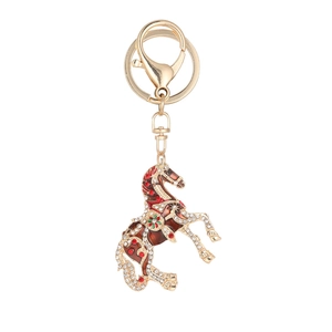 Porte-clés cheval en cristal avec strass étincelants et décor en émail multicolore
