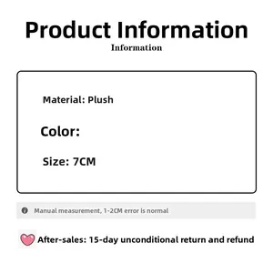 Detail view of plush hair clip specifications showing 7cm size and soft material