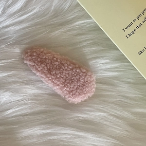 Pink lamb wool plush hair clip candy colored fluffy hair accessory for women and girls