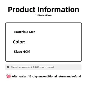 Detailed size chart for 4cm woolen yarn flower hair clips with material specifications