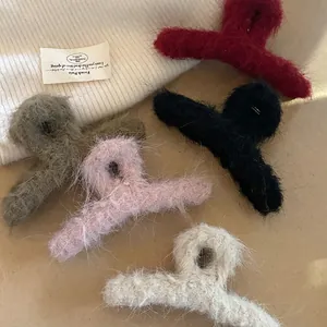 Grande Molletta per Capelli in Peluche Autunno Inverno per Donna Clip a Squalo in Pelliccia Sintetica Accessori per Capelli Fatti a Mano