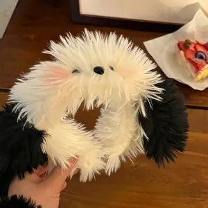 Cute Plush Animal Dog Ears Headband Funny Cartoon Face Wash Hairband Soft Makeup Hair Accessories For Women Teenagers Jewelry