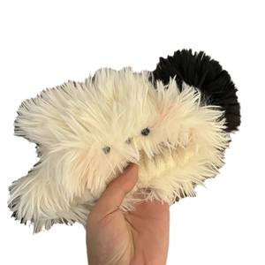 Cute black and white plush puppy headband with soft furry ears for washing face and makeup