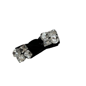 Elegante fermaglio per capelli in velluto nero con strass luminosi per acconciature moda