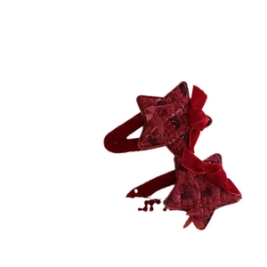 Fermi capelli a stella in tweed rosso con fiocco di velluto per bambine, stile dolce