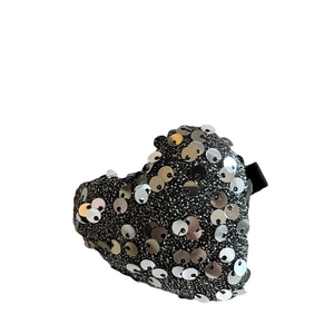 Barrette à cheveux en forme de cœur étincelante avec paillettes argentées