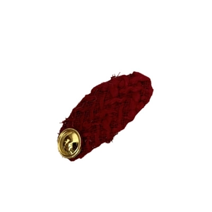 Vintage wine red tweed hair clip with gold metal button accessory for women