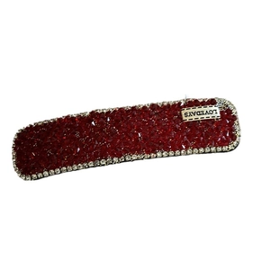 Barrette élégante en strass rouges avec plaque dorée LOVEDAYS pour coiffures de fête
