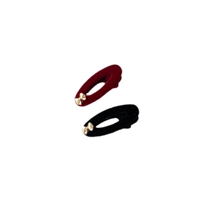 Set of 2 French velvet bow hair clips in burgundy and black with gold butterfly details