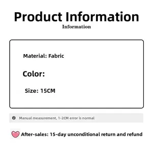Detailed dimension guide showing 15cm lace scrunchie fabric material and size specifications