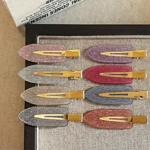Pinces à Cheveux Ovales Pailletées Acrylique Alliage Or Barrettes Latérales Scintillantes Pour Femmes Accessoires Coiffure Mode