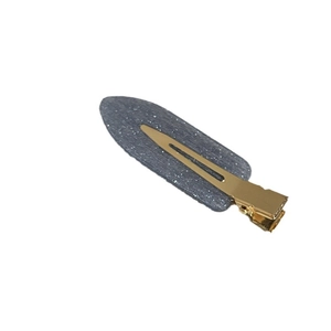 Barrette à cheveux élégante à paillettes bleu-gris avec base en métal doré chic