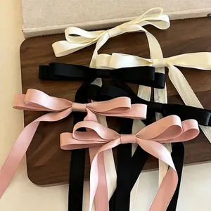 Französisch Elegante Satin Schleife Haarklammer Für Damen Langes Band Prinzessin Stil Entenschnabel Clip Sanfte Haarschmuck