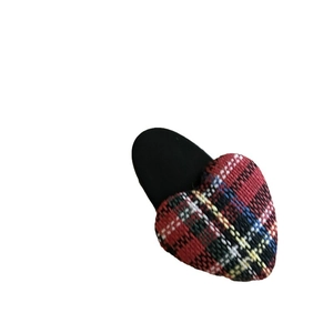 Red plaid heart-shaped hair clip for girls with a stylish checkered pattern on white background