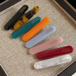 French Style Minimalist Acrylic Long Bar Hair Clip For Women Handmade Geometric Duckbill Clip Elegant Hairpin Hair Accessory