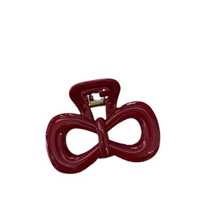 Pinza per capelli a fiocco bordeaux francese con dettaglio dorato e finitura lucida