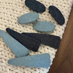 Retro Denim Fabric Wrapped Duckbill Hair Clip For Women Twill Blue Oval Hairpin Fashion Daily Commuting Accessories