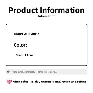 Detailed size chart for fabric scrunchie showing 11cm diameter on a clean background