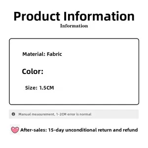 Detailed technical specification table for pink satin headband with 1.5CM width size