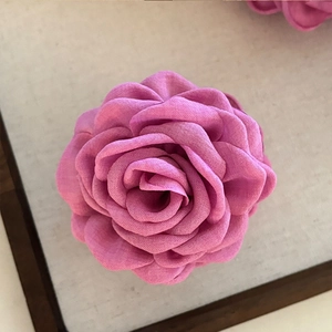 Handmade 3D rose flower hair claw clip in vibrant magenta fabric for stylish women