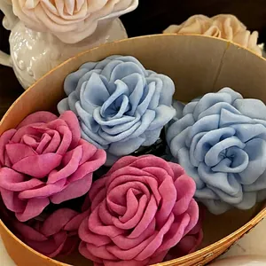 Handmade 3D Fabric Rose Flower Hair Clip Large Floral Duckbill Claw Clip Elegant Fashion Hair Accessories For Women Daily