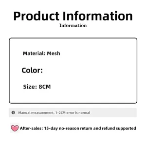 Détails de la pince BB en tulle rose avec dimensions de 8 cm et texture du matériau
