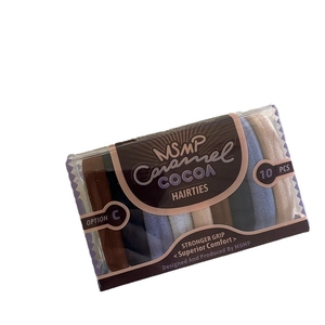 10-piece caramel brown high elasticity hair ties set in a clear storage box