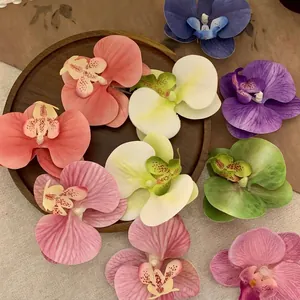 Artificial Phalaenopsis Orchid Flower Hair Clip Handmade Fabric Orchid Side Clip Bohemian Beach Vacation Headwear For Women