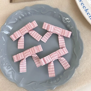 Korean Sweet Plaid Bowknot Hair Clips For Women Girls Fabric Gingham Checkered Hairpins Side Clips Daily Hair Accessories