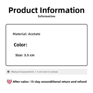 Especificaciones detalladas de la pinza de acetato de 3,5 cm con material y tamaño