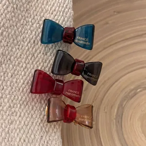 Handgefertigt Acetat Schleife Haarklammer Für Damen Französischer Stil Transparent Goldene Beschriftung Eleganter Pony Clip Mode Haarschmuck