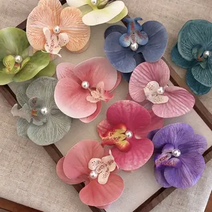Barrette à Cheveux Fleur d'Orchidée Phalaenopsis Avec Fausse Künstliche Perle Élégante Dégradé Fleur de Soie pour Femmes