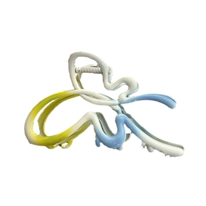 Pince à cheveux papillon mignonne avec finition dégradée jaune, blanc et bleu