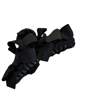 Elegante fermaglio per capelli con grande fiocco di raso nero per donna accessorio chic