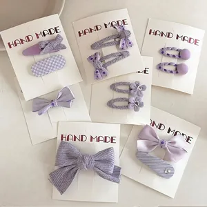 Pince à Cheveux et Élastique en Tissu Violet Lavande Fait à la Main Nœud Floral Künstliche Perle Accessoires de Cheveux pour Femmes Filles