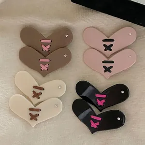 Süße Herz Acetat Entenschnabel Haarspange Für Damen Geometrische Kreuzband Haarnadel Strass Seitenclip Eleganter Haarschmuck