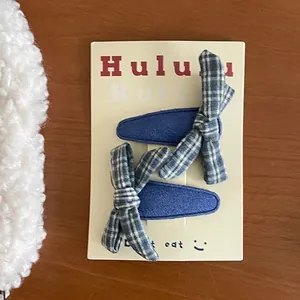 Checkered Bow Hair Clips Corduroy BB Clips Handmade Girls Plaid Bowknot Fringe Clips Daily Fashion Hair Accessories for Women